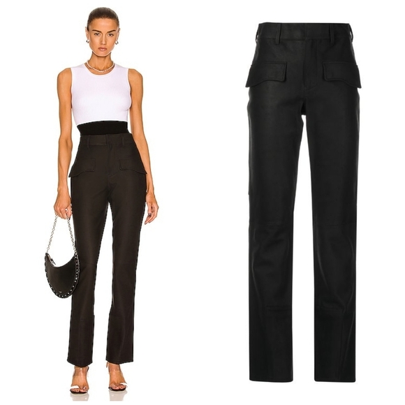 RtA Skye Leather Slim-fit Trousers Black